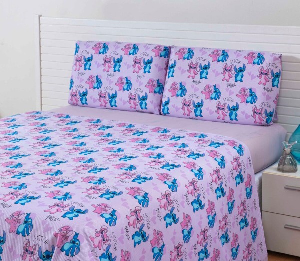 Jogo De Cama Casal Microfibra Stitch Angel You Re My Fav