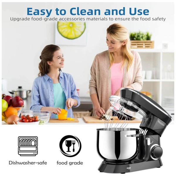 Encontraproduto.com.br - Batedeira 8,9L com 10 Velocidades, Tigela de Aço Inoxidável e Acessórios, 110V 660W, Vezzio, Preto