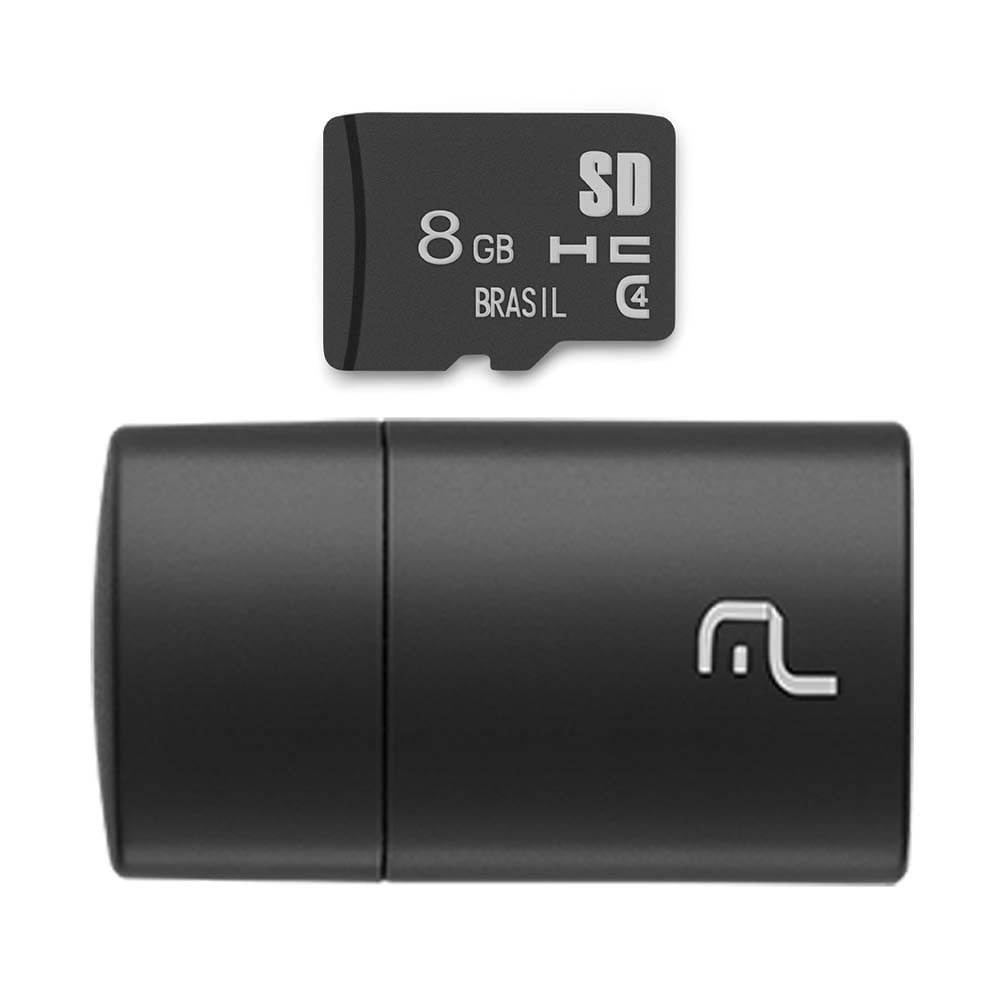 Encontraproduto.com.br - Pen Drive 2 em 1 Leitor USB + Cartão de Memória Classe 4 8GB Preto Multi - MC161OUT [Reembalado]