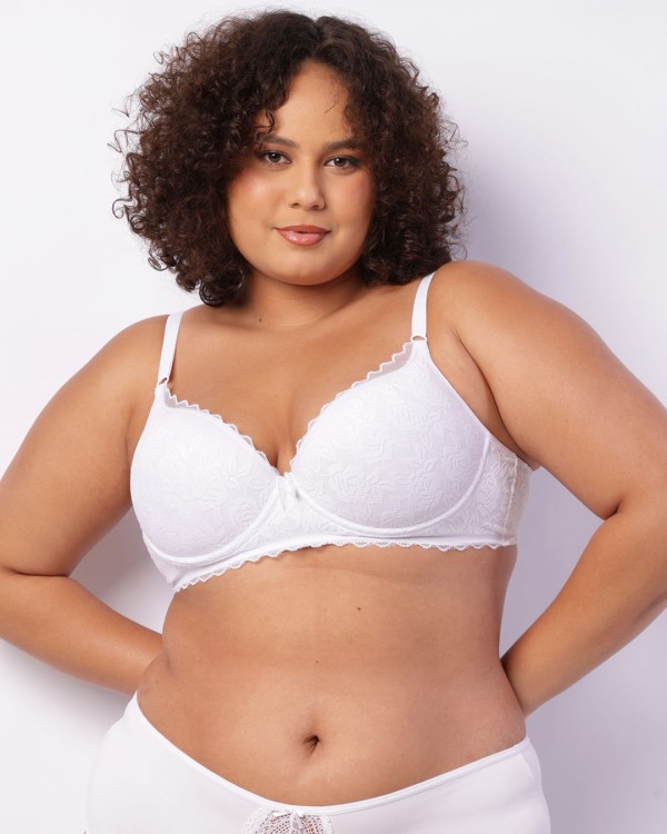 Encontraproduto.com.br - Sutiã Plus Size Feminino Renda Com Base Bojo Branco