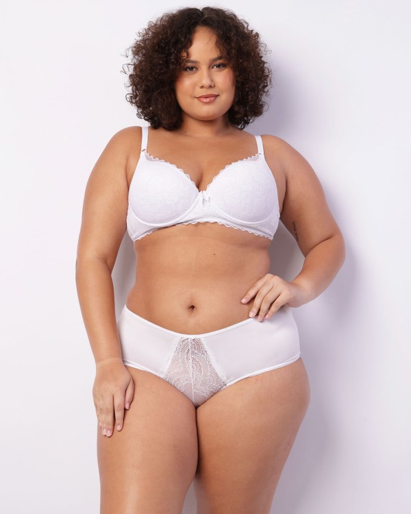 Encontraproduto.com.br - Sutiã Plus Size Feminino Renda Com Base Bojo Branco