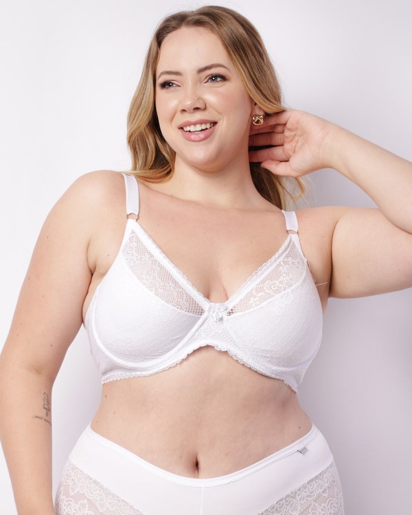 Encontraproduto.com.br - Sutiã Plus Size Feminino Sem Bojo Com Renda Branco