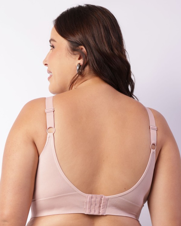 Encontraproduto.com.br - Sutiã Plus Size Feminino Top Canelado Bojo Removível Rosa