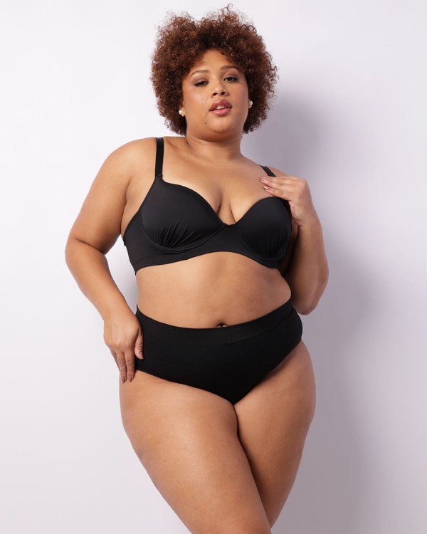 Encontraproduto.com.br - Sutiã Plus Size Feminino Com Base E Bojo Drapeado Preto