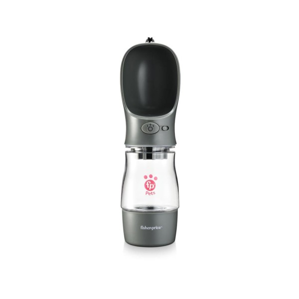 Encontraproduto.com.br - Garrafa Portátil Pet com Porta-Comida Water And Food To Go 258/200ml com Filtro De Carvão Ativado Cinza - Fisher Price - PP262OUT [Reembalado]
