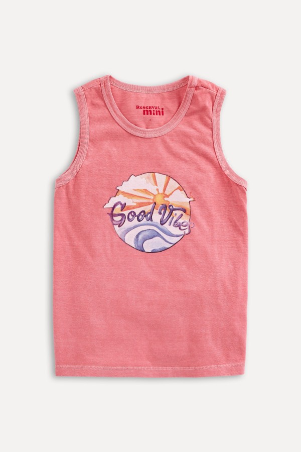 Encontraproduto.com.br - REGATA MINI ESTAMPADA GOOD VIBES