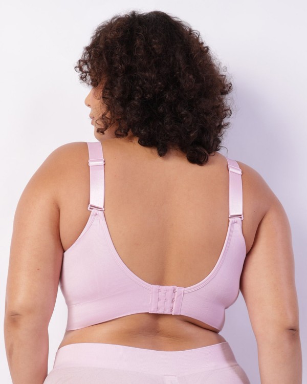 Encontraproduto.com.br - Sutiã Plus Size Feminino Top Base Canelada Com Bojo Sem Costura Rosa