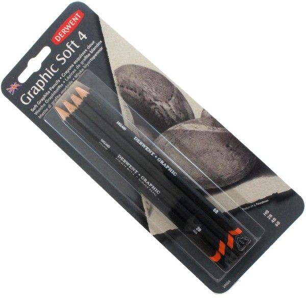 Encontraproduto.com.br - Lápis Grafite Graduado Graphic Pencil Soft Kit com 4 Unidades 6B à HB Ref.39005 Derwent