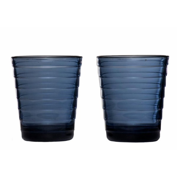 Encontraproduto.com.br - Jogo 2 Copos Azul 150ml Vidro Prensado Aino Aalto iittala