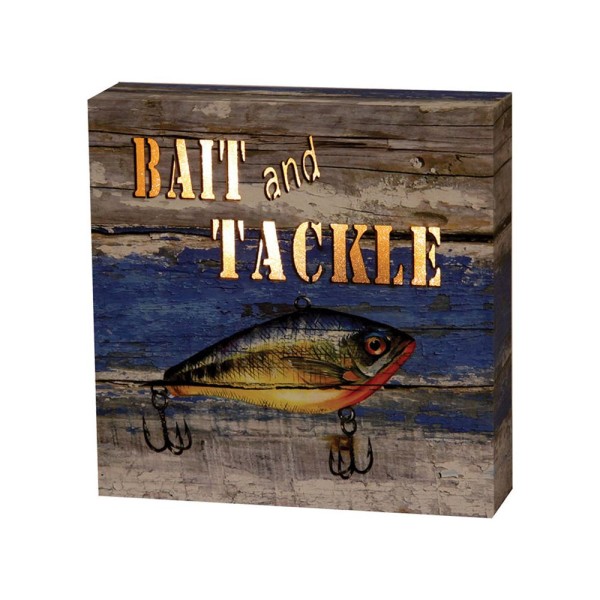 Quadro decorativo NTK iluminado com temática de pesca na medida de 15cm Isca