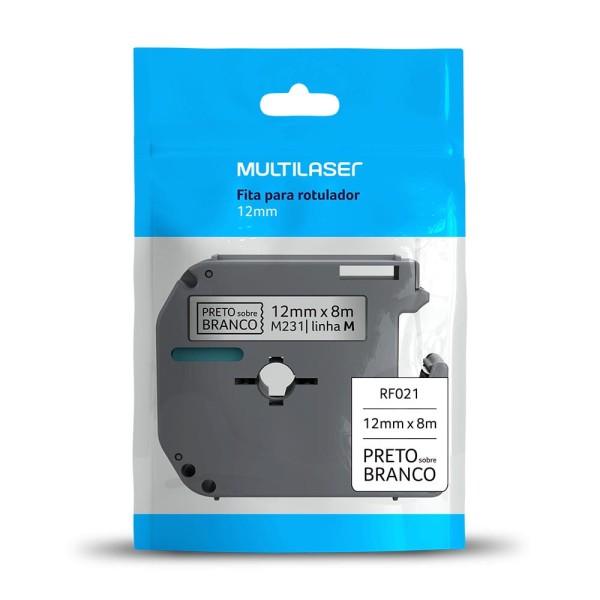 Encontraproduto.com.br - Fita Para Rotulador Brother M231 Preto Sobre Branco 12mm - RF021OUT [Reembalado]