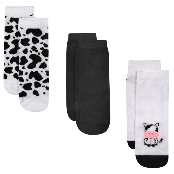 Kit 3 Meias s Vaquinha Preo E Branco