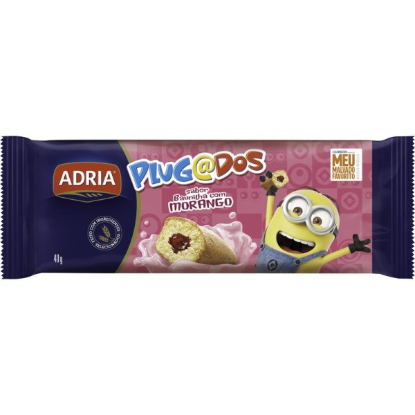 Encontraproduto.com.br - Bolinho Adria Plugados Baunilha e morango Pacote com 40g