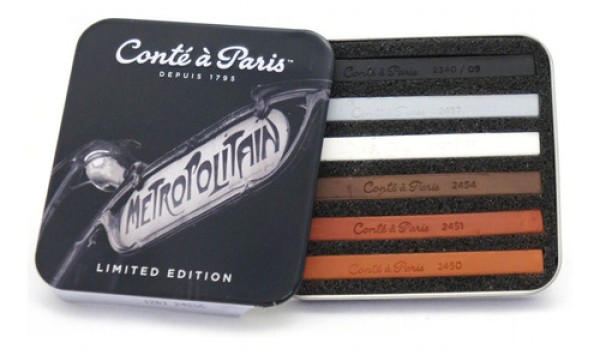 Encontraproduto.com.br - Giz Pastel Seco Quadrado Metropolitan Estojo com 06 Cores Conté
