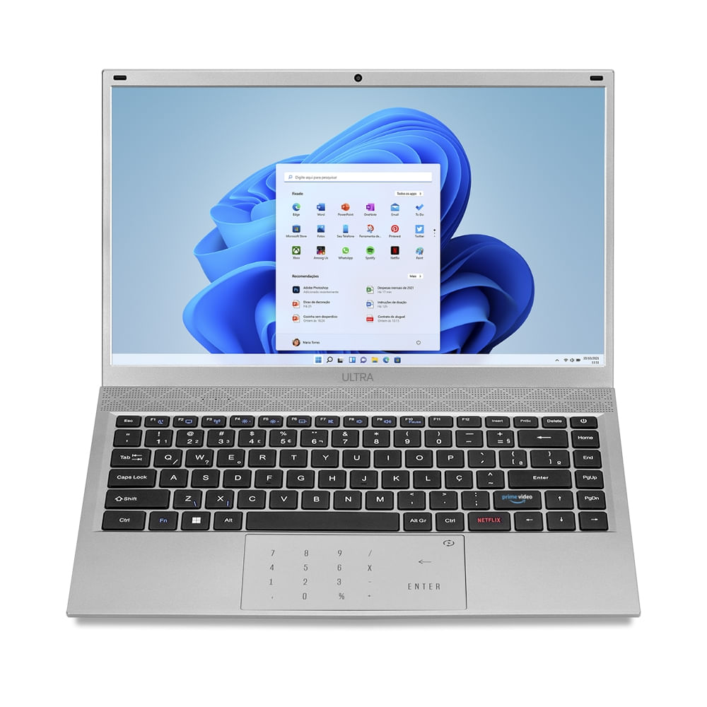 Encontraproduto.com.br - Notebook, Windows 11 Home, Processador Intel Core i3, 8GB 240GB SSD, Tela 14,1 Pol. HD + Tecla Netflix Prata Ultra - UB445OUT [Reembalado]