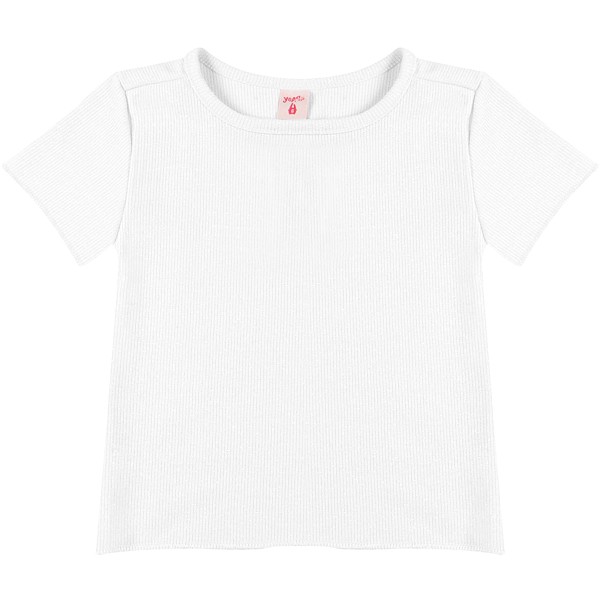 Blusa Infantíl Manga Curta Com Glitter Branco - Yeapp