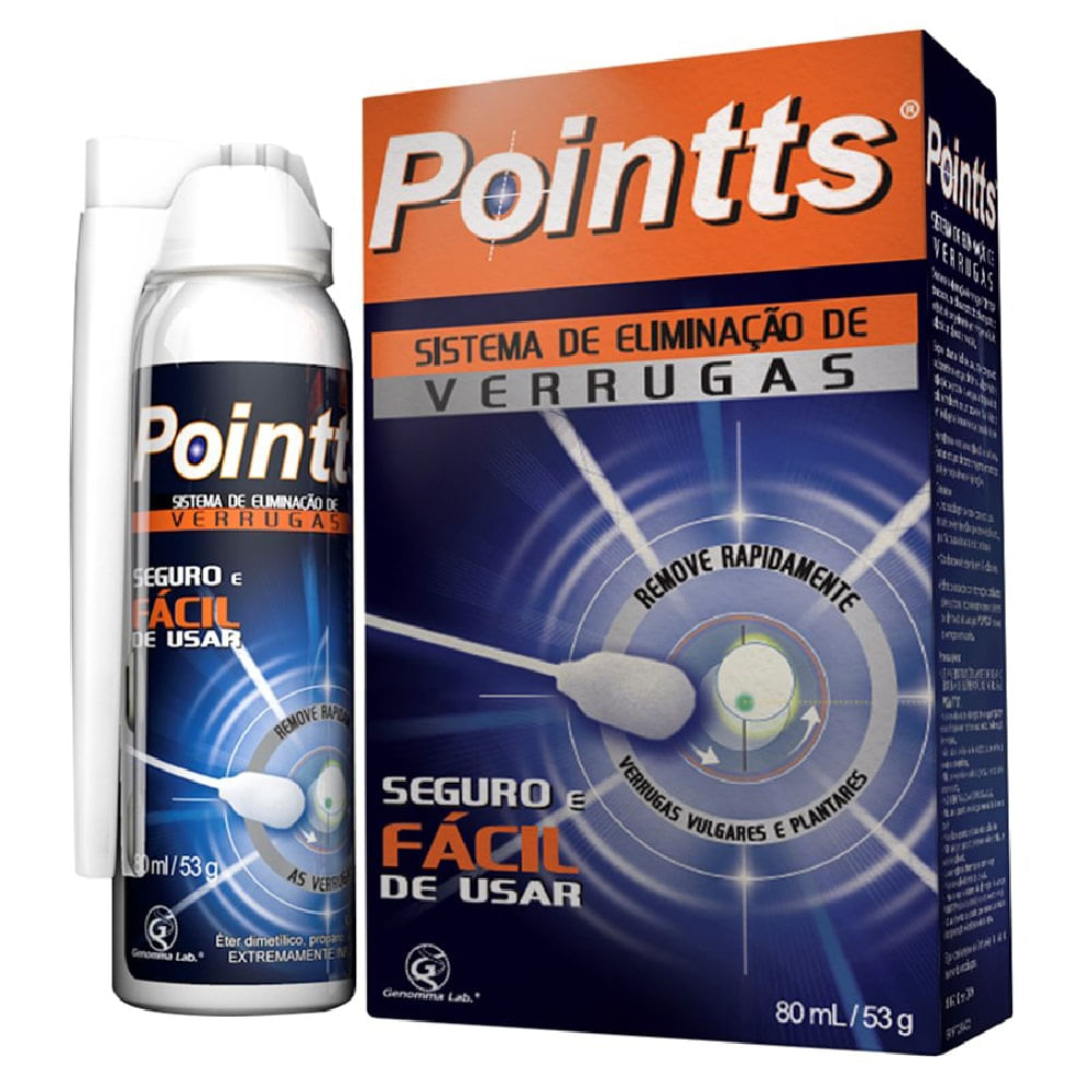 Encontraproduto.com.br - Pointts Sistema Eliminacao Verrugas Aerosol 12Aplicadores 80ml - Pointts