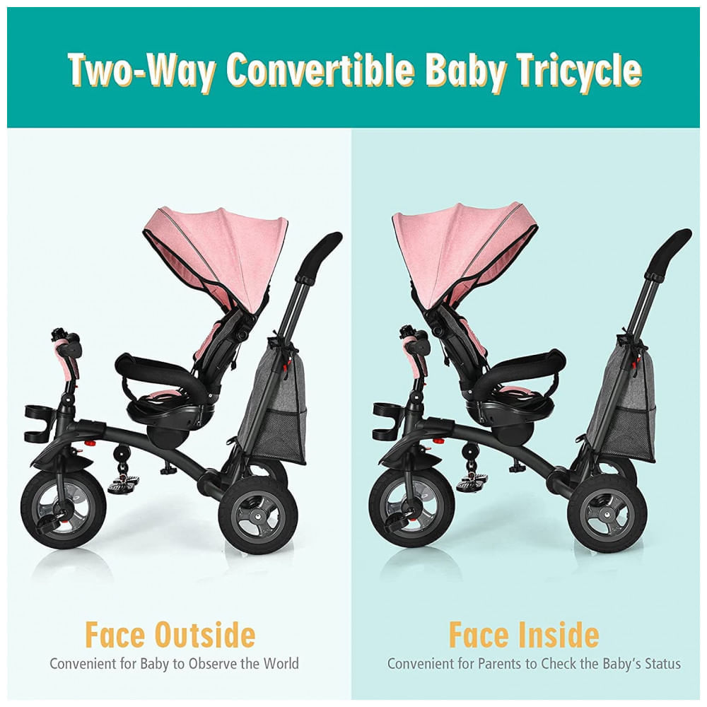 Encontraproduto.com.br - Triciclo Infantil Para Passeio Com Assento Ajustavel 4 Estagios, Idade Recomendada 9 Meses A 5 Anos, Infans, Vermelho