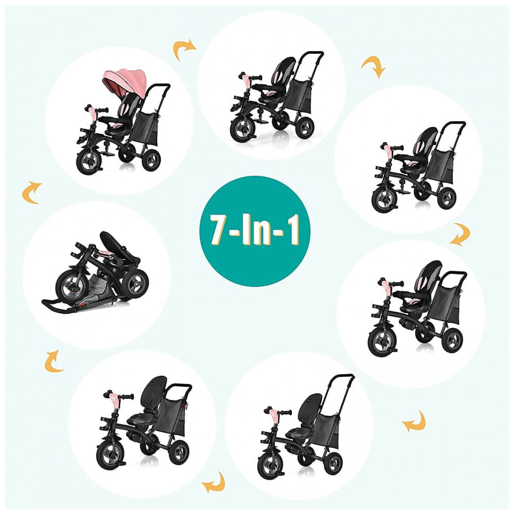 Encontraproduto.com.br - Triciclo Infantil Para Passeio Com Assento Ajustavel 4 Estagios, Idade Recomendada 9 Meses A 5 Anos, Infans, Vermelho