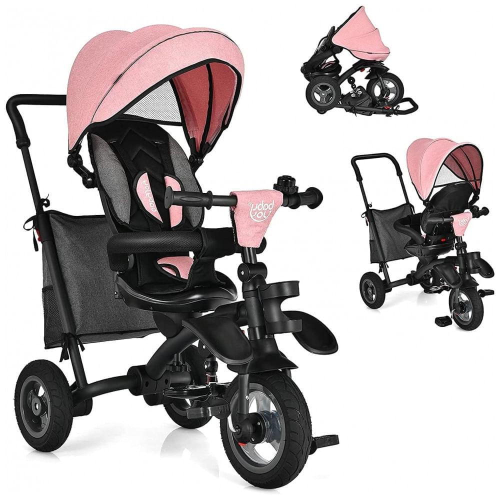 Encontraproduto.com.br - Triciclo Infantil Para Passeio Com Assento Ajustavel 4 Estagios, Idade Recomendada 9 Meses A 5 Anos, Infans, Vermelho