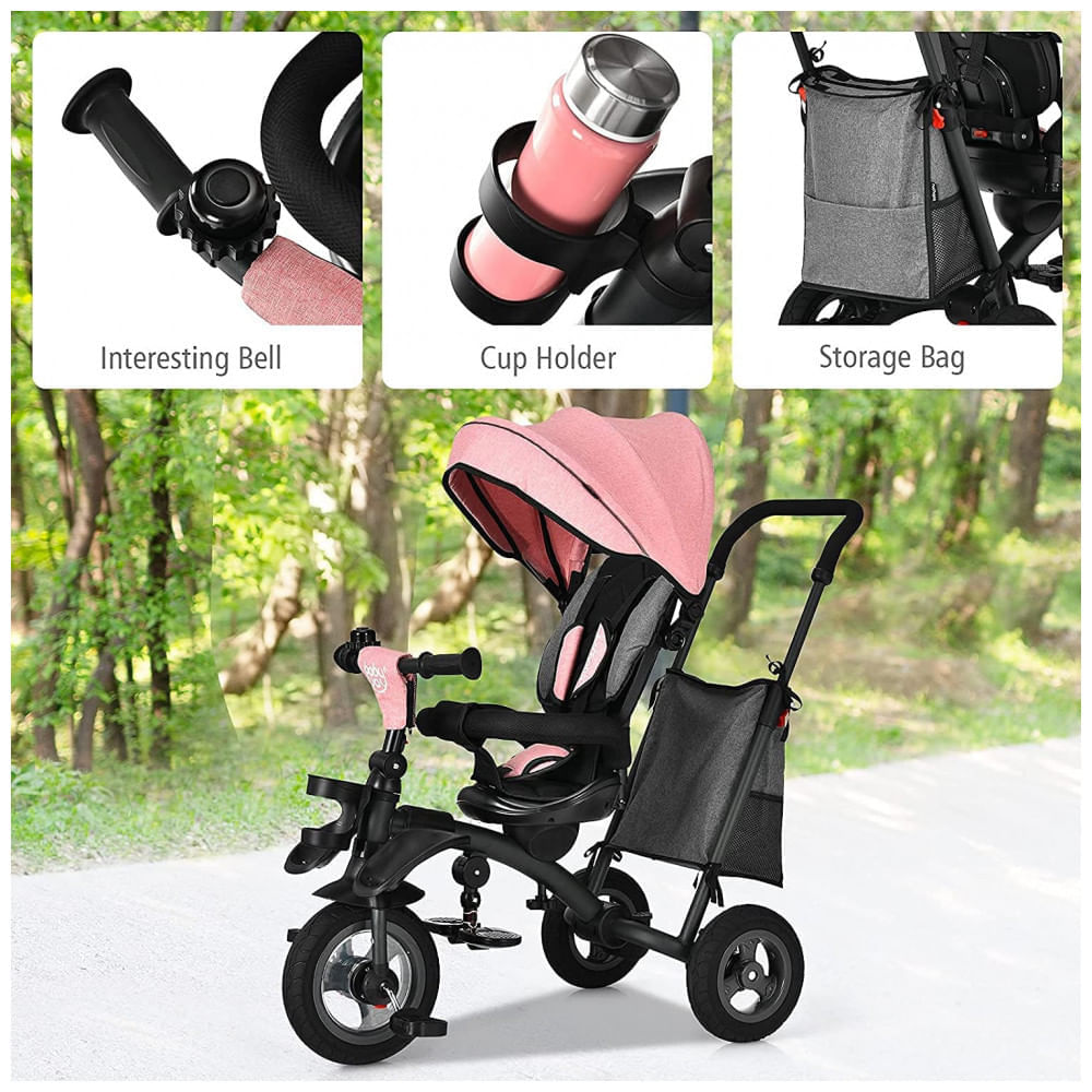 Encontraproduto.com.br - Triciclo Infantil Para Passeio Com Assento Ajustavel 4 Estagios, Idade Recomendada 9 Meses A 5 Anos, Infans, Vermelho