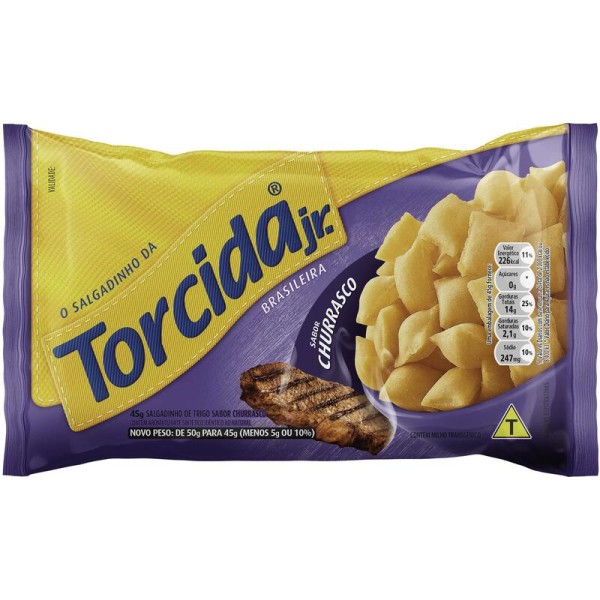 Encontraproduto.com.br - Salgadinho Lucky Torcida Jr. Churrasco Pacote com 45g
