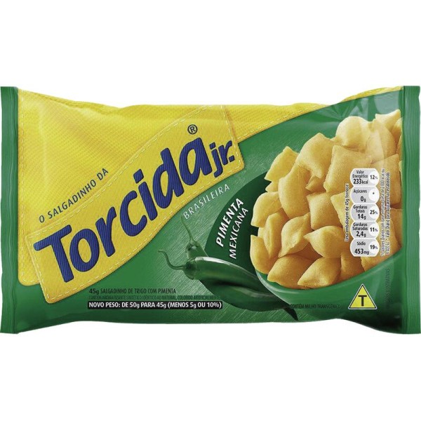 Encontraproduto.com.br - Salgadinho Lucky Torcida Jr. Pimenta mexicana Pacote com 45g