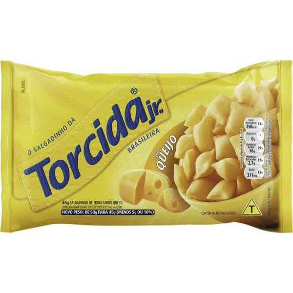 Encontraproduto.com.br - Salgadinho Lucky Torcida Jr. Queijo Pacote com 45g