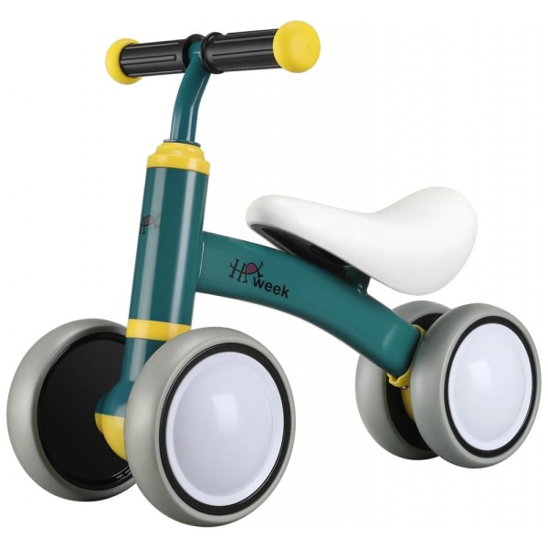 Encontraproduto.com.br - Bicicleta sem Pedal com 4 Rodas para Crianças de 1 a 3 Anos, HAWEEK, Verde Escuro