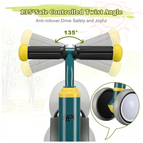 Encontraproduto.com.br - Bicicleta sem Pedal com 4 Rodas para Crianças de 1 a 3 Anos, HAWEEK, Verde Escuro