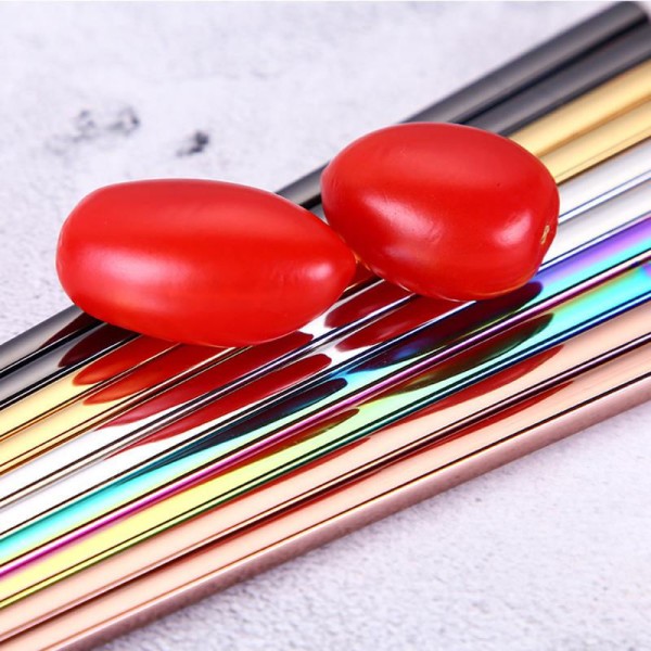 Encontraproduto.com.br - 1 Par de Hashis de Aço Inoxidável Reutilizáveis