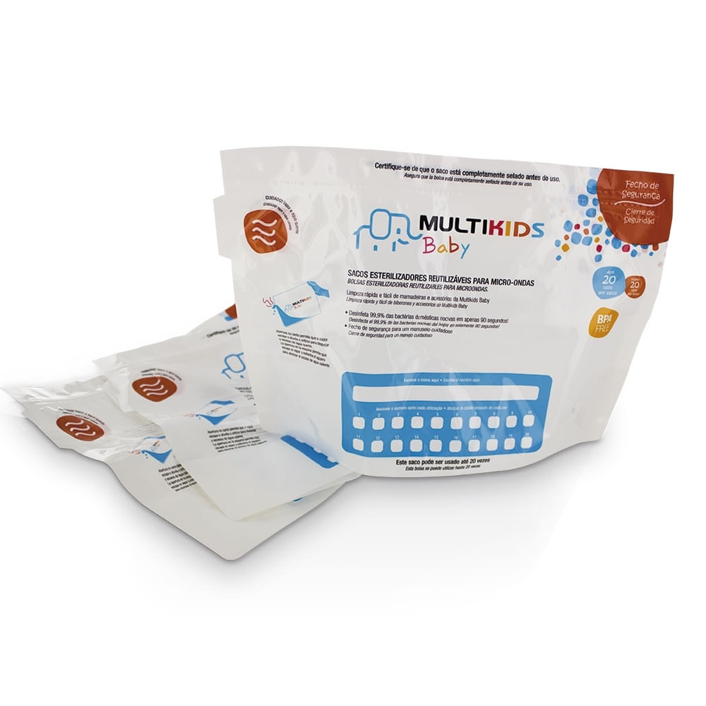 Saquinhos para Esterilizar no Microondas 6 peças Multikids Baby - BB157OUT [Reembalado]