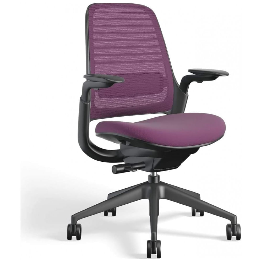 Cadeira de Escritório Ergonômica Giratória com Suporte Lombar e Altura Ajustáveis, Roxa, STEELCASE 435A00, Violeta