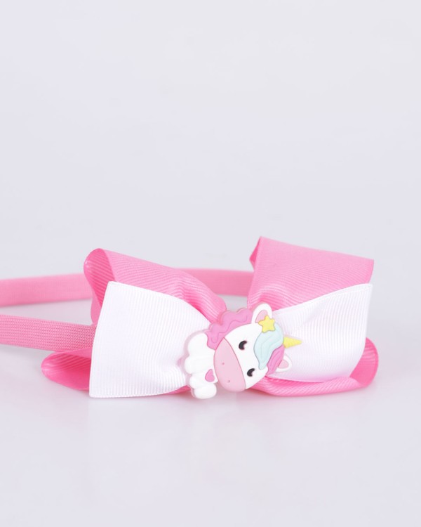 Encontraproduto.com.br - Tiara Infantil Laço Com Aplicação Unicórnio Rosa