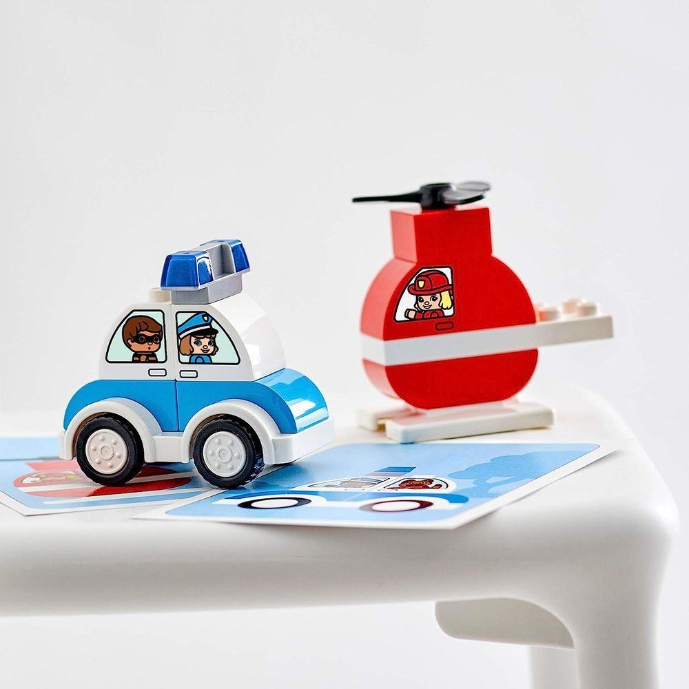 Encontraproduto.com.br - LEGO Duplo - Helicóptero dos Bombeiro e Carro da Polícia - 10957