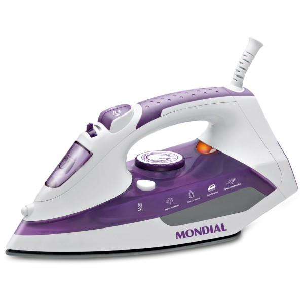 Encontraproduto.com.br - Ferro a Vapor Mondial Ceramic Express F-40 Vapor Vertical Branco/Lilás