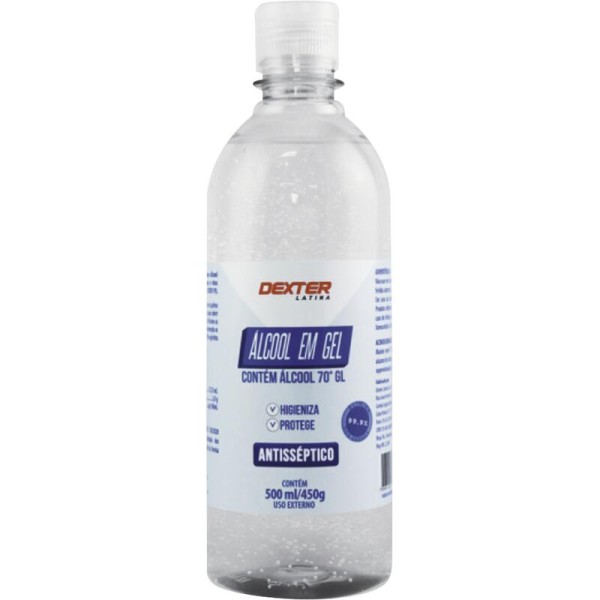 Encontraproduto.com.br - Álcool em Gel Antisséptico Dexter 70° INPM Frasco com 500ml