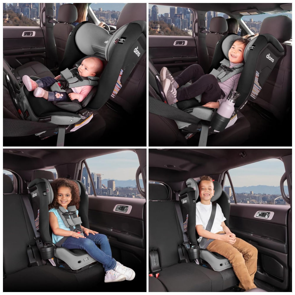 Encontraproduto.com.br - Cadeira de Bebê para Carro 4 em 1, 10 Anos de Uso com Engenharia de Segurança, Diono Radian 3RXT SafePlus, Cinza