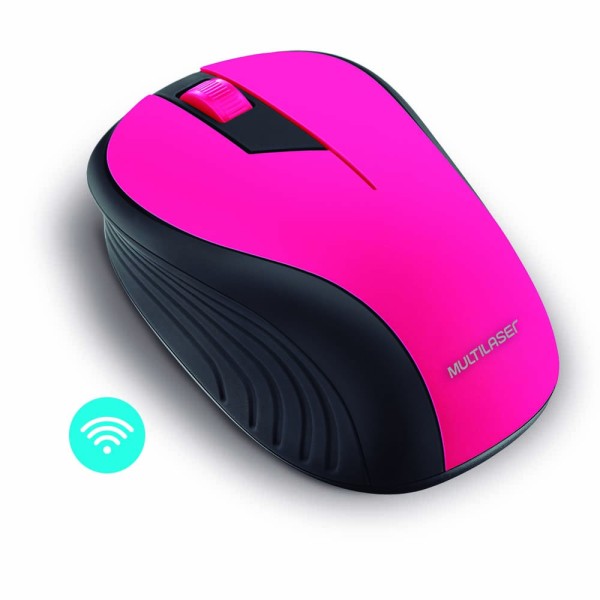 Encontraproduto.com.br - Mouse Sem Fio Wave Conexão Usb 1200dpi 3 Botões Ergonômico Rosa - MO214OUT [Reembalado]