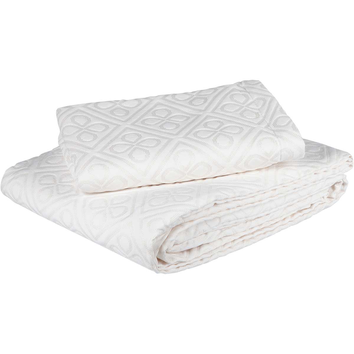 Colcha Solteiro Com 1 Porta Travesseiro Jacquard Renda Branca J Serrano