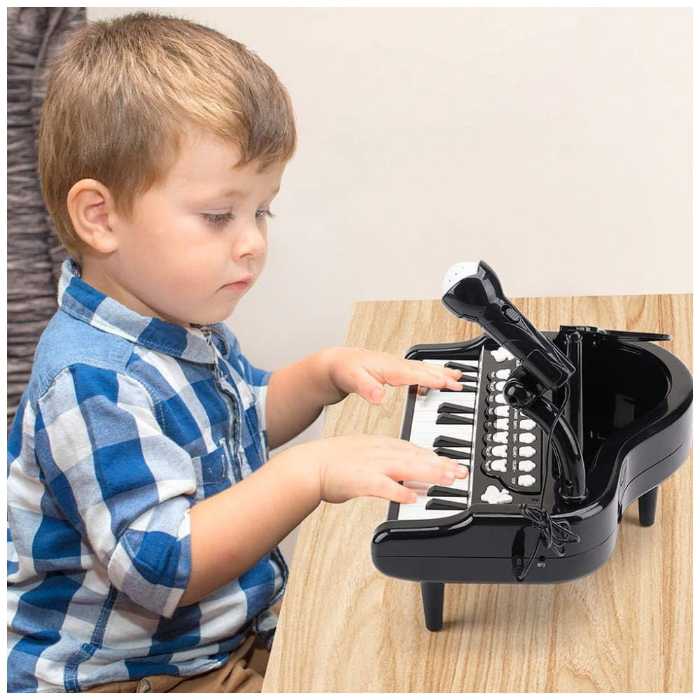 Encontraproduto.com.br - Teclado Infantil com Microfone e 24 Teclas para Crianças de 1 a 4 Anos, Nicknack, Preto