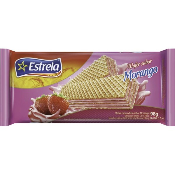 Encontraproduto.com.br - Biscoito Wafer Estrela Morango Pacote com 98g