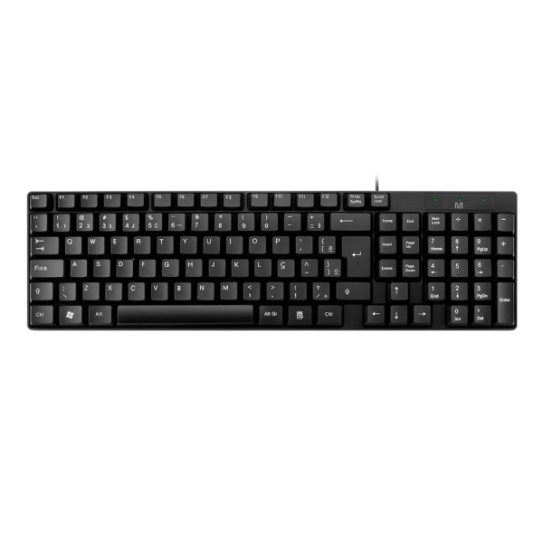 Encontraproduto.com.br - Teclado Com Fio Compacto Conexão USB Cabo de 120cm Resistente Água Preto - TC193OUT [Reembalado]