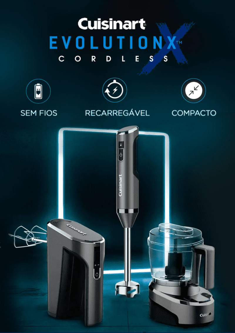Encontraproduto.com.br - Mixer Manual Cordless EvolutionX Sem Fio Recarregável Bivolt Cuisinart Prata