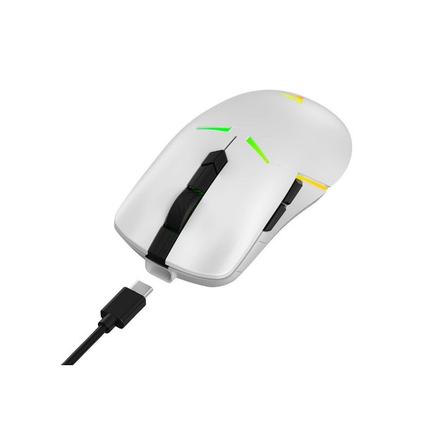 Encontraproduto.com.br - Mouse Gamer Force One Sirius, Wireless, 10000 DPI, RGB, Branco