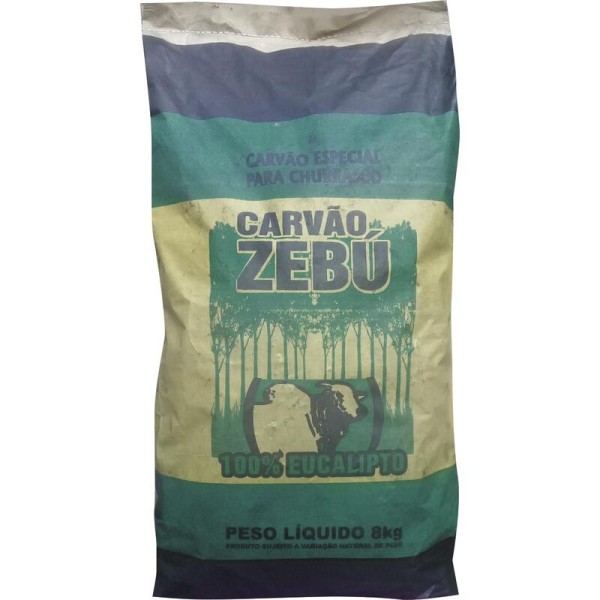 Carvão Zebú Eucalipto Pacote com 8kg
