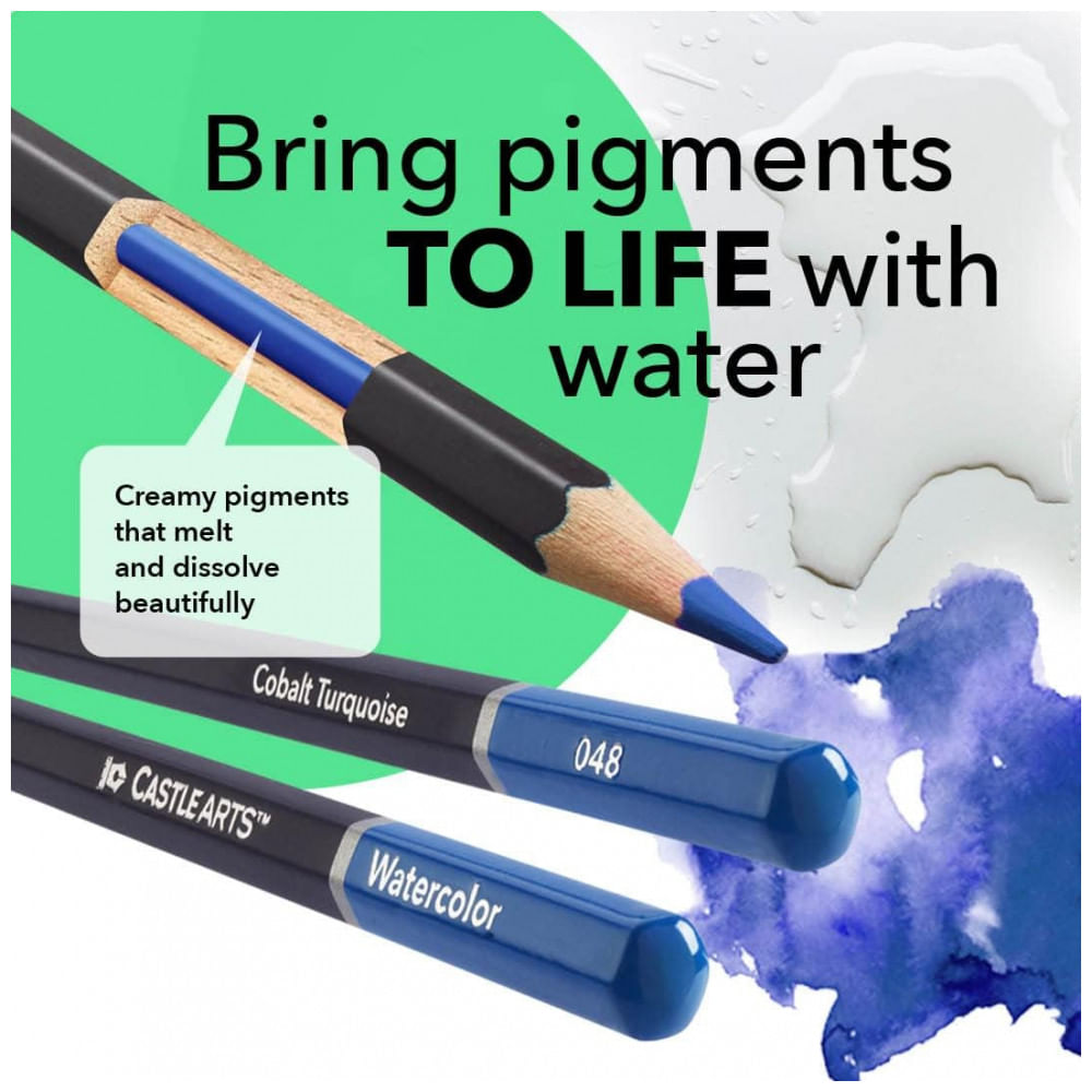 Lápis de Cor Profissional 72 Cores para Aquarela, CASTLE ART SUPPLIES