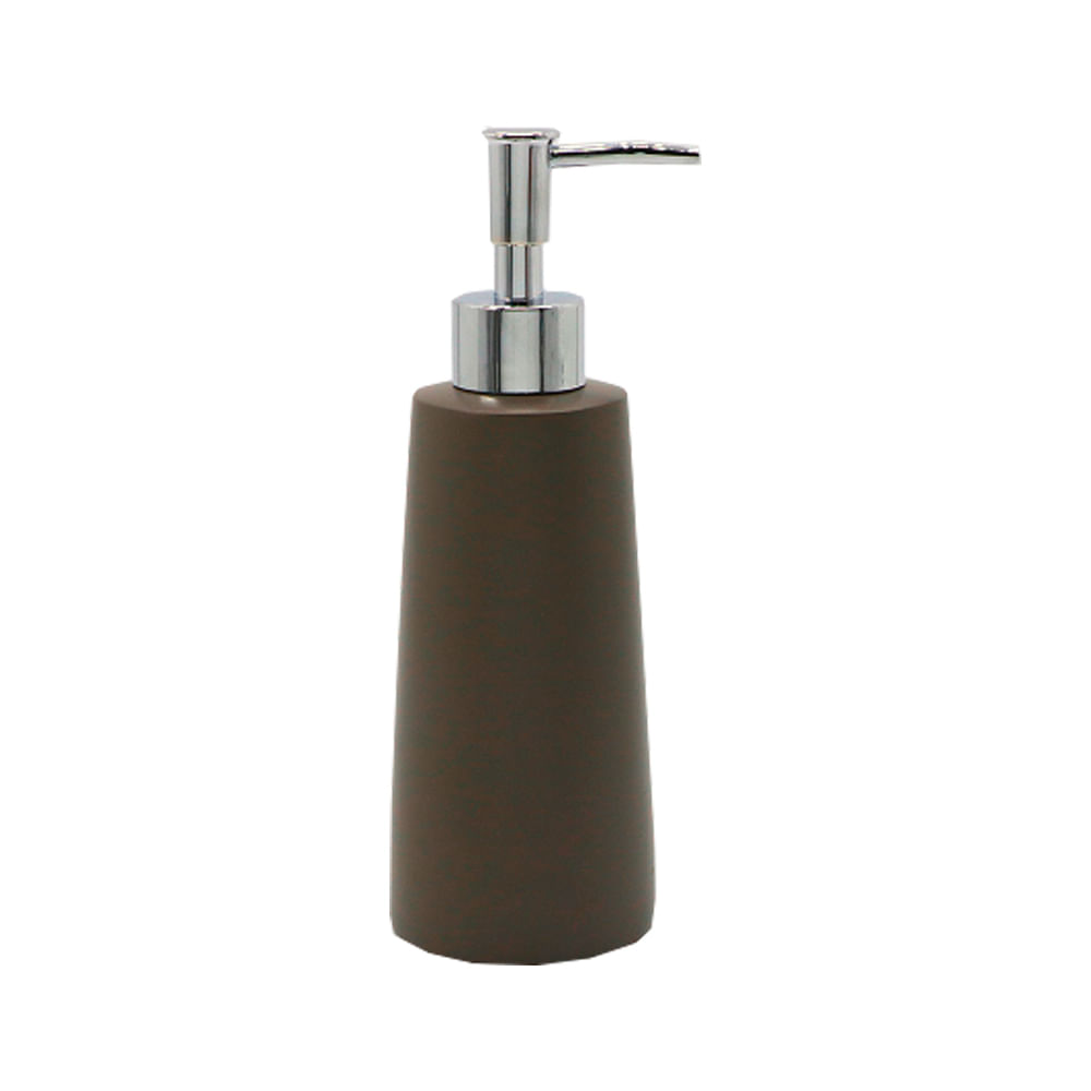 Encontraproduto.com.br - Porta sabonete líquido de bancada em resina marrom Essencial Coisas e Coisinhas