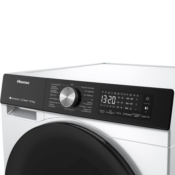 Encontraproduto.com.br - Lava E Seca 11kg Hisense Branca Com 11 Programas De Lavagem Steam Wi-Fi WD3S11 Branco 110V