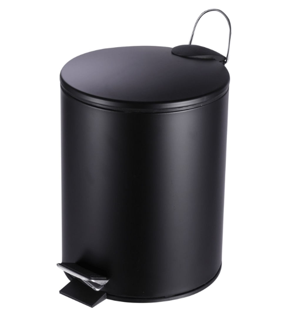 Lixeira de Aço Inox Preto com Pedal 5 Litros Coisas e Coisinhas